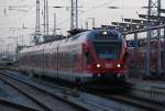 mecklenburg-vorpommern DB-Regio Flirt als RE 13010 von Lietzow(R�gen) nach Rostock Hbf bei der Einfahrt um 14.55 Uhr im Rostock Hbf.30.11.2011