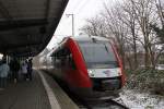 Neumunster-Spezial NBE81854 von Neum�nster nach B�sum kurz vor der Abfahrt im Bahnhof Neum�nster.28.01.2012
