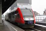 Neumunster-Spezial NBE82180 von Bad Oldesloe nach Neum�nster kurz nach der Ankunft im Bahnhof Neum�nster.28.01.2012