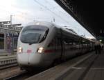 Rostock-Spezial 411 019-3 als ICE 1611 von Warnem�nde nach M�nchen Hbf kurz vor der Abfahrt nach Warnem�nde im Rostocker Hbf.17.12.2011 