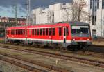Rostock-Spezial 628 314-6 als S3 von Rostock Hbf nach Rostock-Seehafen/Nord kurz vor der Ausfahrt im Rostocker Hbf.06.01.2012