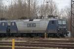 Rostock-Spezial 143 084-2 abgestellt in H�he Hp Rostock-Dierkow.20.01.2012