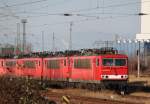 Rostock-Spezial 155 018-5 abgestellt in H�he Haltepunkt Rostock-Toitenwinkel.24.01.2012