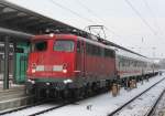 Rostock-Spezial 113 268-7 mit IC 2409 von Rostock Hbf nach Hamburg Hbf kurz vor der Abfahrt im Rostocker Hbf.29.01.2012