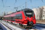 Rostock-Spezial 442 721-7 als Probefahrt von Rostock Hbf nach G�strow kurz vor der Abfahrt im Rostocker Hbf.30.01.2012