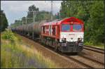 RheinCargo DE 672 / 266 072-8 mit einem Kesselwagen-Zug am 16.06.2014 in Panketal-Rntgental