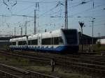 usedomer-baderbahnubb UBB-Triebwagen 646 verlie� am 01.Mai 2009 den Bahnhof von Stralsund.