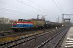 V100 212 279-4 EGP - Eisenbahngesellschaft Potsdam GmbH kommt einem kurzem G�terzug in Wittenberge an. 22.12.2011
