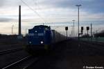 V100 293 026-1 PRESS (202 746-4) mit leeren Hackschnitzelzug in Rathenow Richtung Wustermark unterwegs. Netten Gru� zur�ck! 31.12.2011
