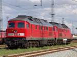V300 233 321-9+232 425-9 warten gemeinsam auf die Einfahrt ins Kombiwerk Rostock-Seehafen(04.05.10) 