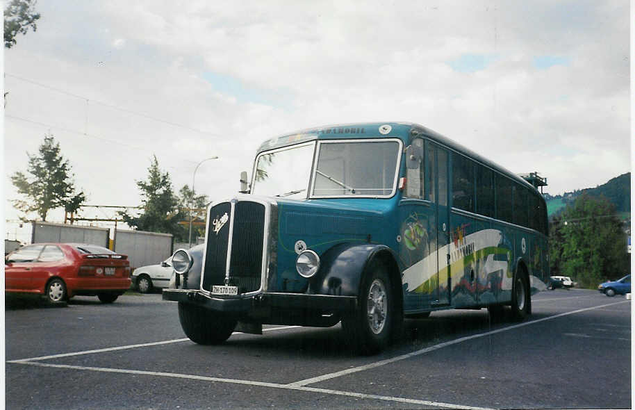 (014'905) - WWF, Zrich - ZH 170'109 - Saurer/Gangloff Pandamobil (ex P 24'552) am 29. August 1996 in Thun, Seestrasse