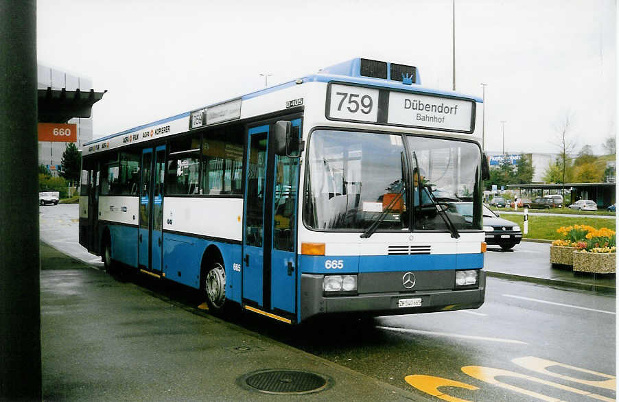 (022'534) - VBZ Z�rich - Nr. 665/ZH 540'665 - Mercedes am 18. April 1998 in Z�rich, Flughafen