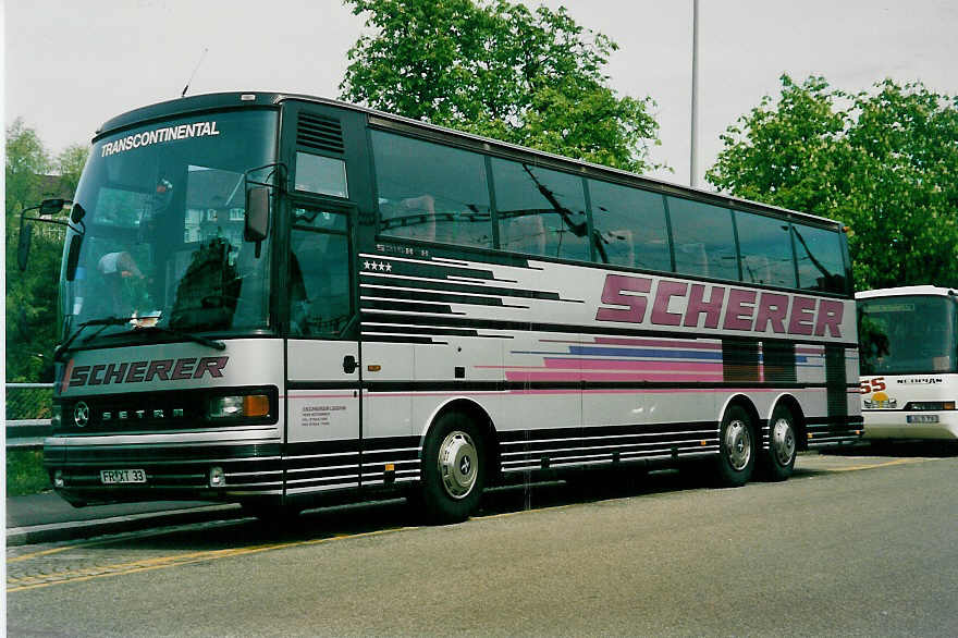 (031'114) - Aus Deutschland: Scherer, R�tenbach - FR-XT 33 - Setra am 26. April 1999 in Basel, ZOO