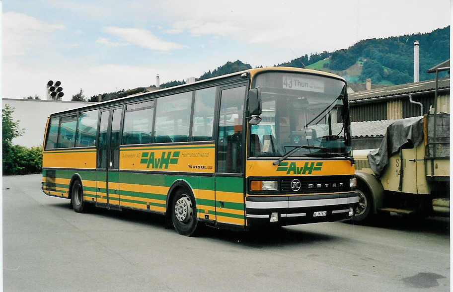 (037'205) - AvH Heimenschwand - Nr. 7/BE 363'613 - Setra am 2. Oktober 1999 in Thun, Garage STI