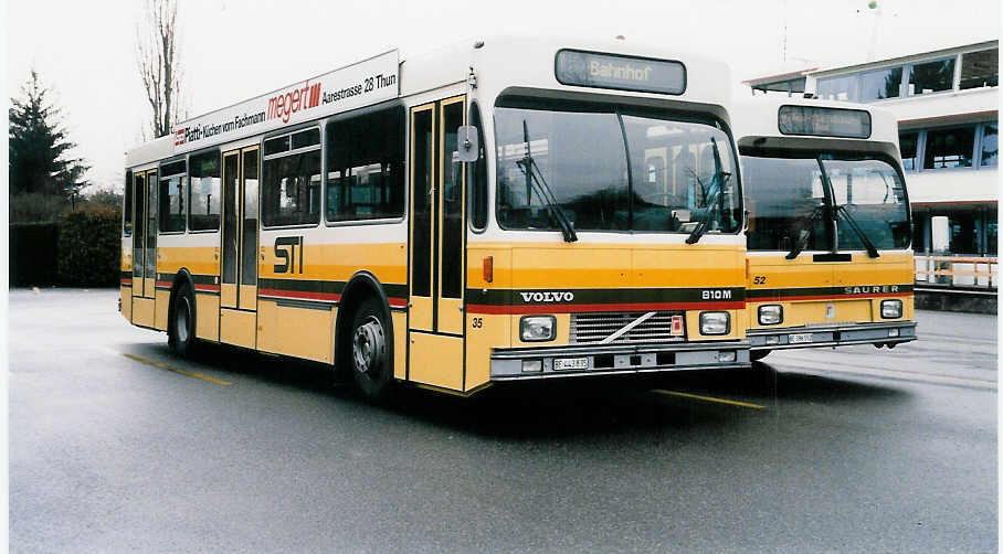 (039'419) - STI Thun - Nr. 35/BE 443'835 - Volvo/R&J (ex SAT Thun Nr. 35) am 29. Februar 2000 bei der Schiffl�ndte Thun