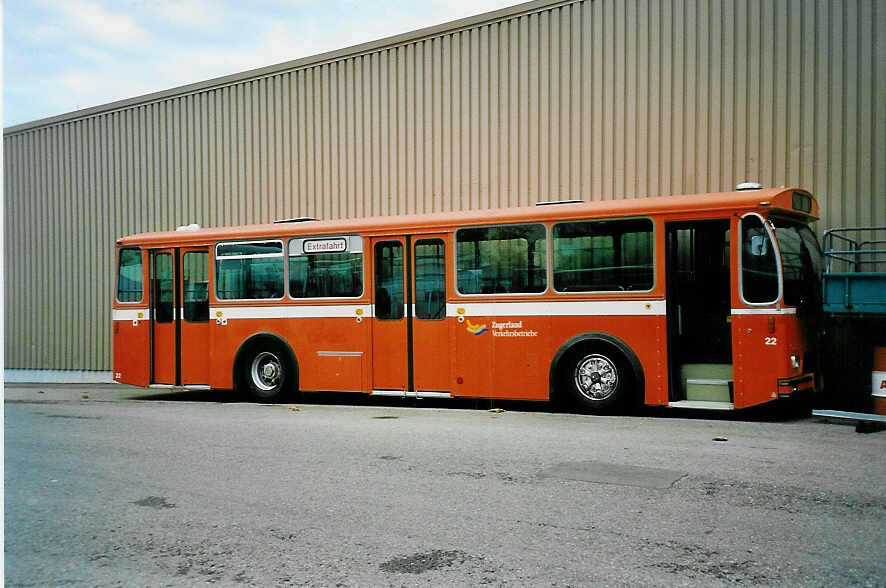 (043'603) - ZVB Zug - Nr. 22 - FBW/T�scher am 17. Oktober 2000 in Zug, Garage