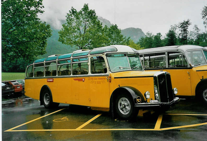 (047'119) - Rieser, H�tten - ZH 24'231 - Saurer/T�scher (ex Fravi, Andeer) am 10. Juni 2001 in Ballenberg, West