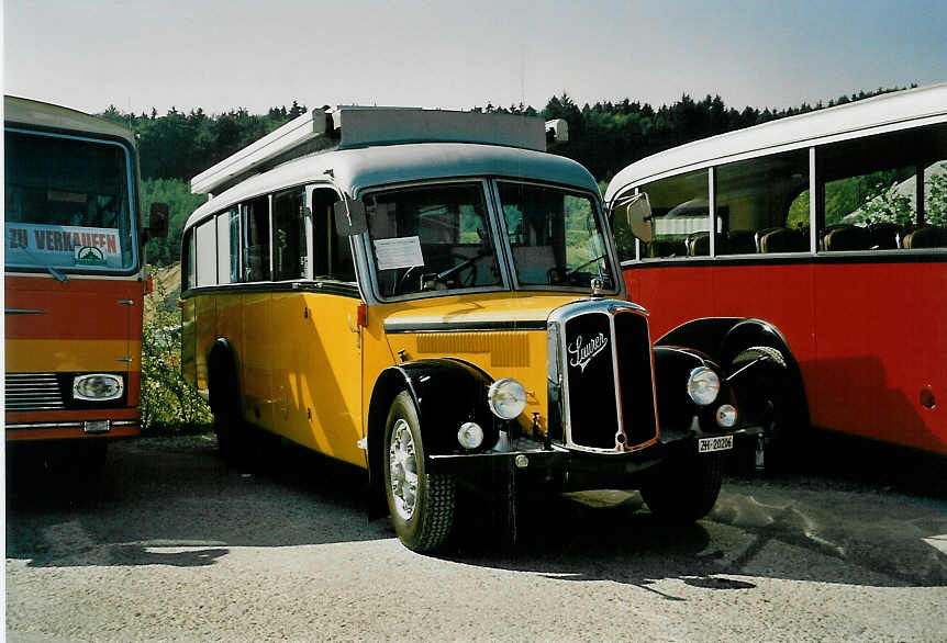 (049'333) - Langenegger A., W�denswil - ZH 20'206 - Saurer/Krapf (ex Tscharner, Thusis) am 25. August 2001 in Niederbipp, Saurertreffen