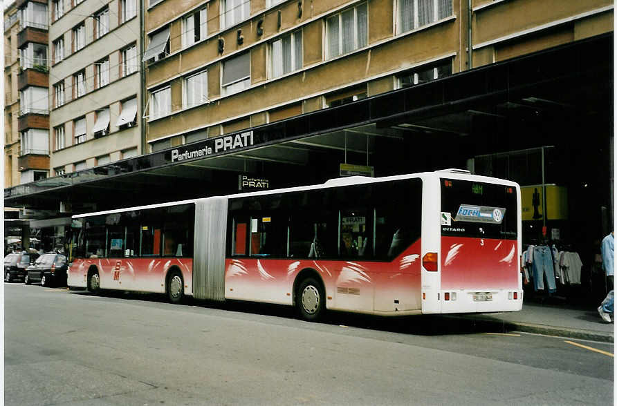 (054'428) - ABM Meinisberg - Nr. 3/BE 281'744 - Mercedes am 15. Juli 2002 beim Bahnhof Biel