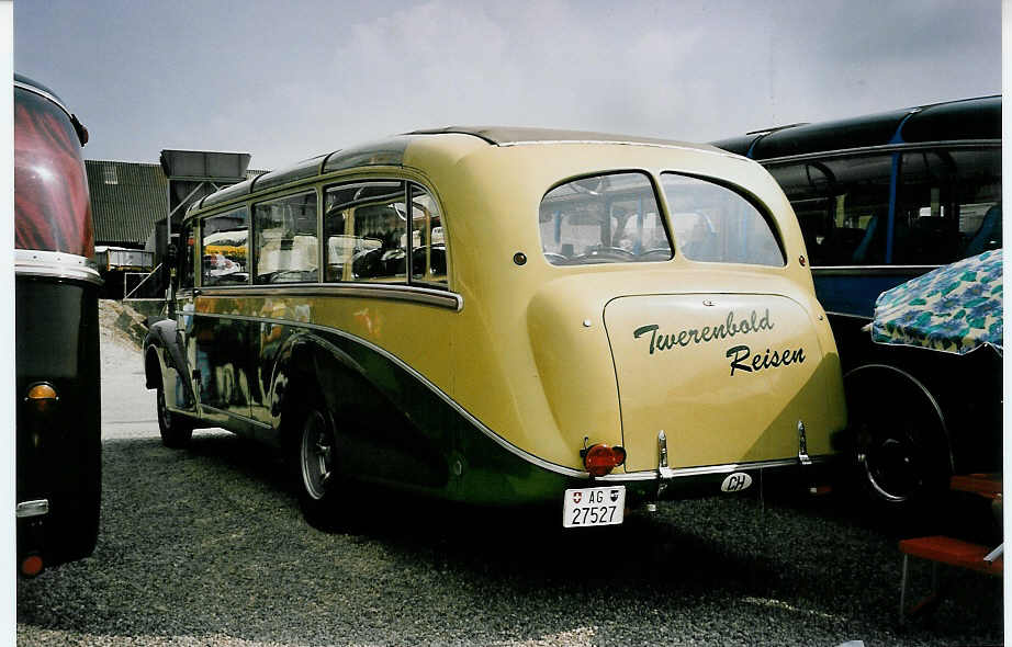 (055'712) - Twerenbold, Baden - AG 27'527 - Saurer/R&J am 31. August 2002 in Niederbipp, Saurertreffen