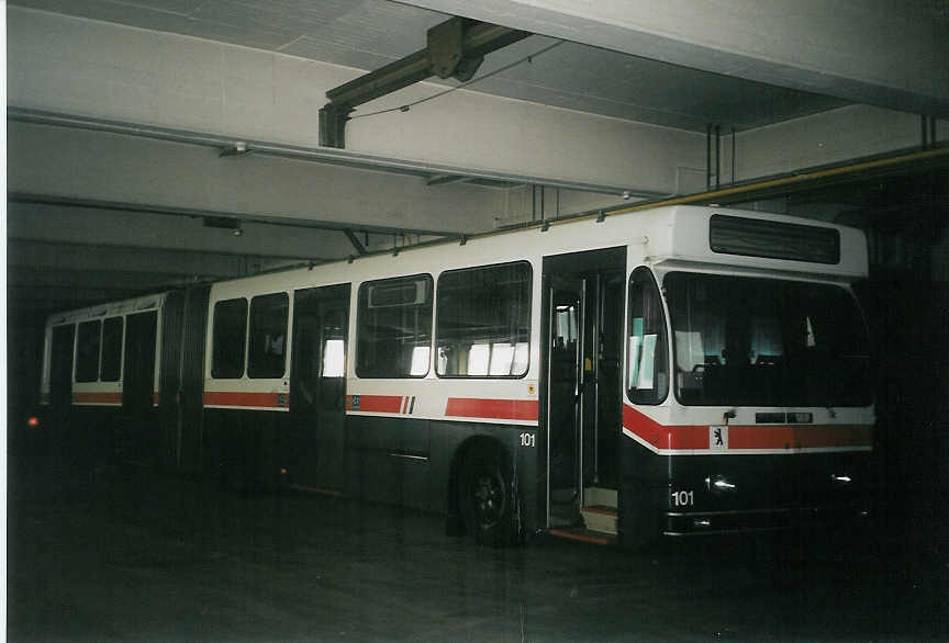 (059'436) - VBSG St. Gallen - Nr. 101 - Saurer/Hess Gelenktrolleybus am 29. M�rz 2003 in St. Gallen, Depot