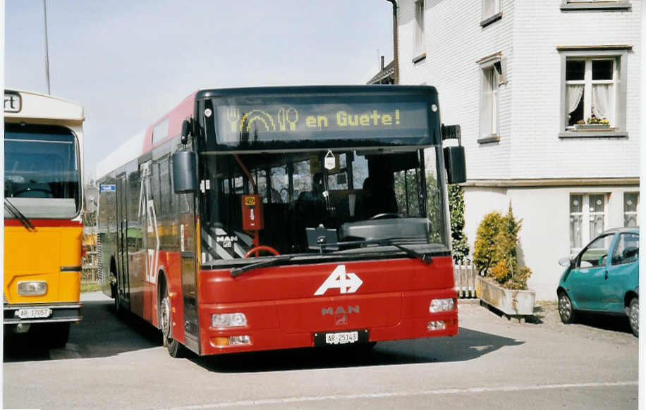 (059'515) - AB Herisau - AR 25'143 - MAN am 29. Mrz in Speicherschwendi, Gasthaus Bren