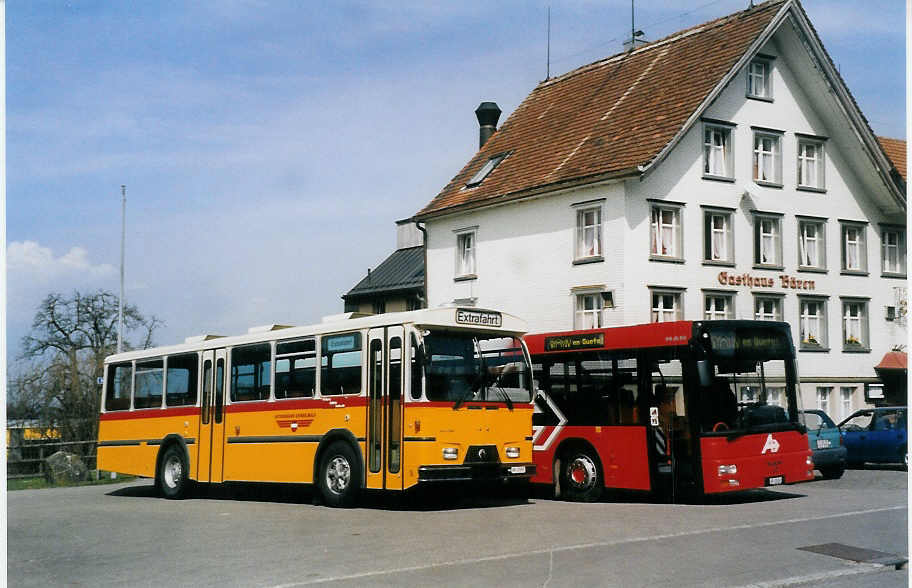 (059'518) - Osthues, Teufen - Nr. 15/AR 17'057 - Saurer-Leyland/Hess (ex AVG Grindelwald Nr. 15; ex RhV Altst�tten Nr. 42) am 29. M�rz 2003 in Speicherschwendi, Gasthaus B�ren