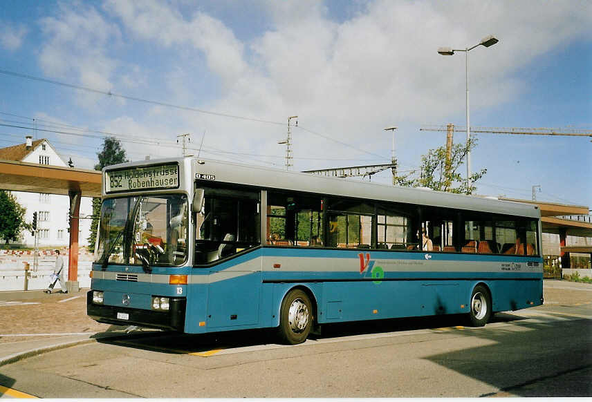 (060'723) - VZO Gr�ningen - Nr. 13/ZH 41'413 - Mercedes am 21. Juni 2003 beim Bahnhof Wetzikon