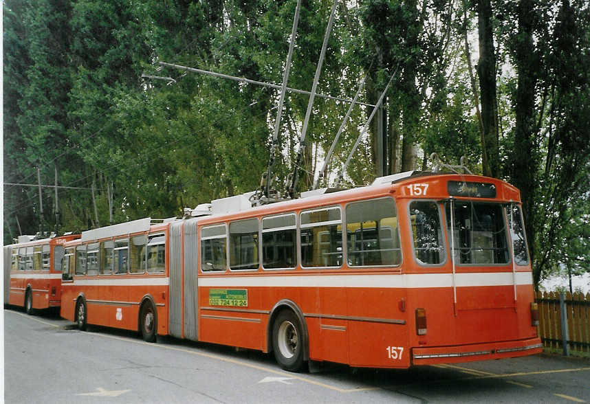 (067'706) - TN Neuch�tel - Nr. 157 - FBW/Hess Gelenktrolleybus (ex Nr. 57) am 22. Mai 2004 in Neuch�tel, D�p�t