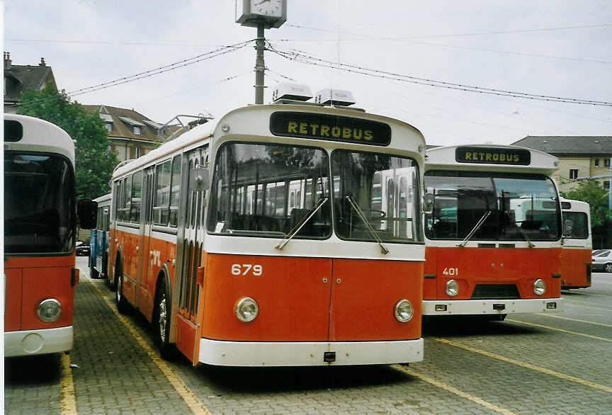 (069'022) - TL Lausanne (R�trobus) - Nr. 679 - FBW/Eggli Trolleybus am 8. Juli 2004 in Lausanne, D�p�t Borde