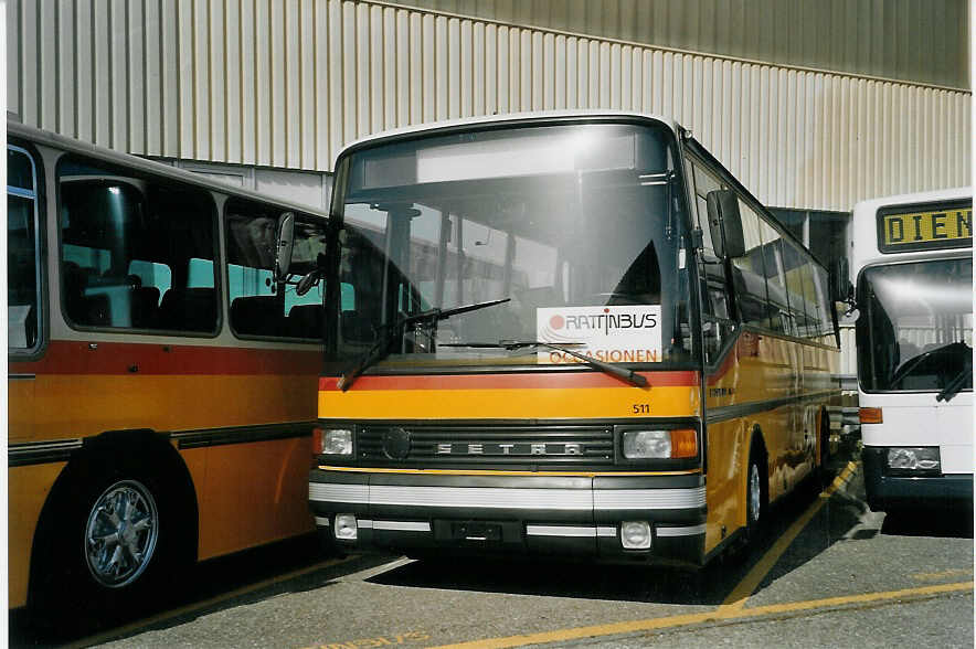 (071'728) - AutoPostale Ticino-Moesano - Nr. 511 - Setra (ex P 25'021) am 5. Oktober 2004 in Biel, Rattinbus