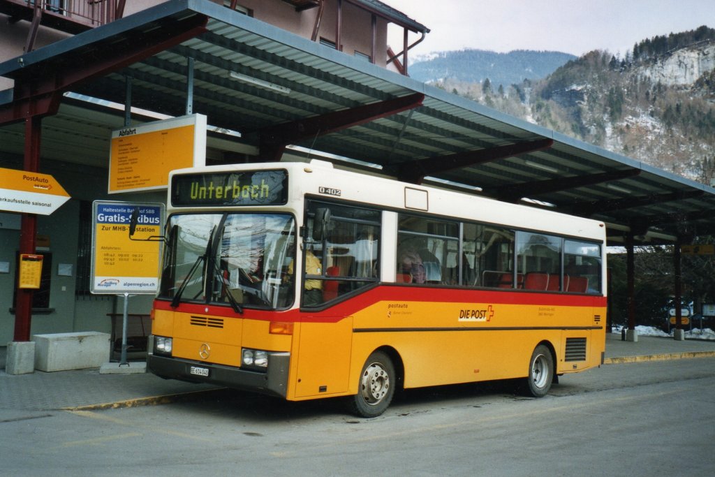 (075'631) - AVG Meiringen - BE 614'040 - NAW/Gppel (ex PostAuto Berner Oberland; ex P 23'002; ex Selfors, Meiringen; ex P 22'020; ex Meray, Delmont; ex LVB Lenk) am 12. Mrz 2005 in Meiringen, Postautostation 