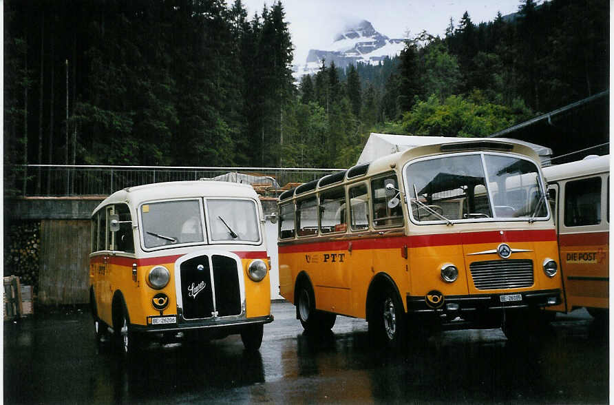 (078'106) - Schmid, Th�rishaus - Nr. 3/BE 26'206 - Saurer/Gangloff (ex Geiger, Adelboden Nr. 3) + Nr. 9/BE 26'105 - Saurer/R&J (ex Geiger, Adelboden Nr. 9) am 25. Juni 2005 auf der Griesalp