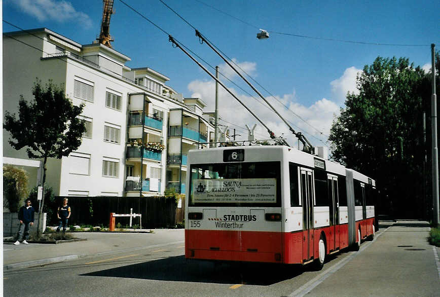 (080'116) - SW Winterthur - Nr. 155 - Mercedes Gelenktrolleybus am 28. August 2005 in Winterthur, Post Seen