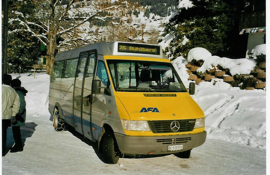 (081'736) - AFA Adelboden - Nr. 50/BE 538'550 - Mercedes (ex RRV Savigny) am 11. Dezember 2005 beim Bahnhof Lenk