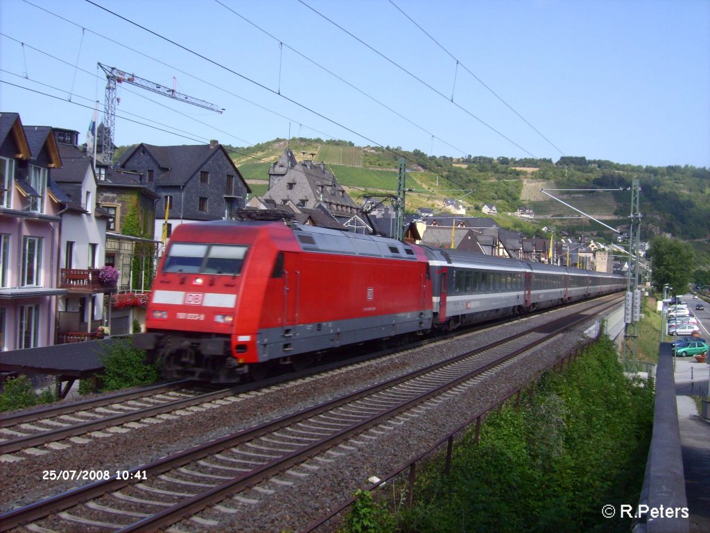 101 033-9 durchfhrt Oberwesel mit den EC 7 Hamburg – Chur. 25.07.08
