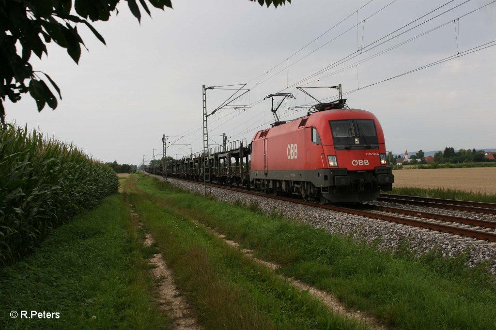 1116 133-8 mit leeren Autozug bei Moosham. 03.08.11