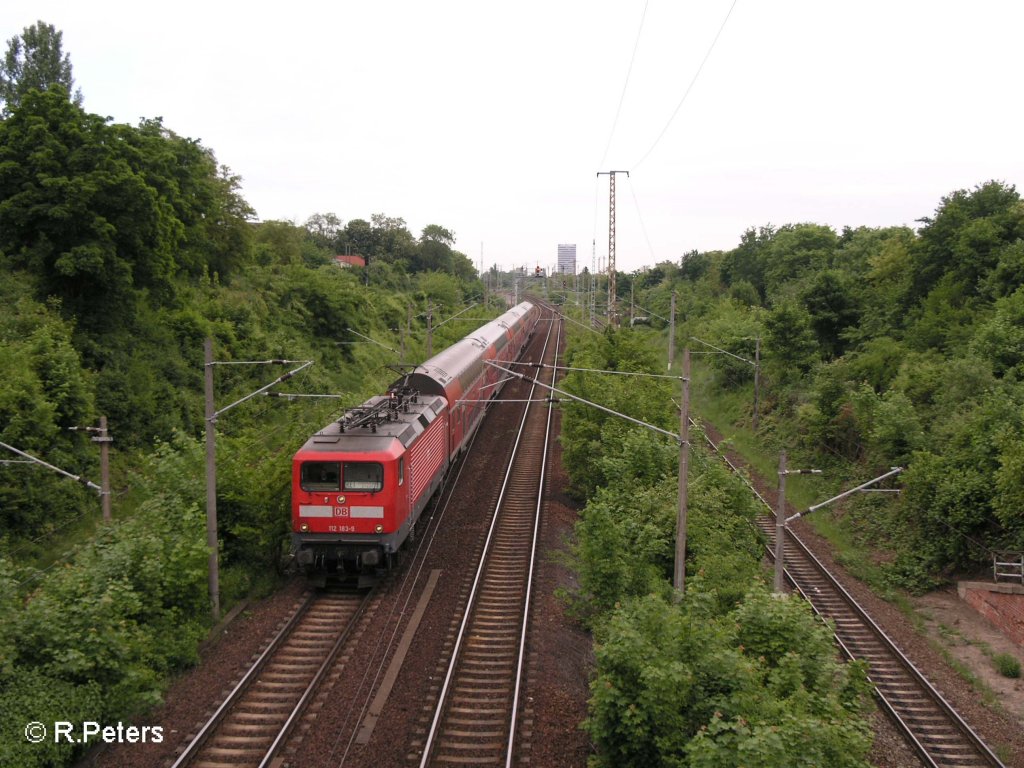 112 183-9 verlsst Frankfurt/Oder mit ein RE1 Eisenhttenstadt. 22.05.08