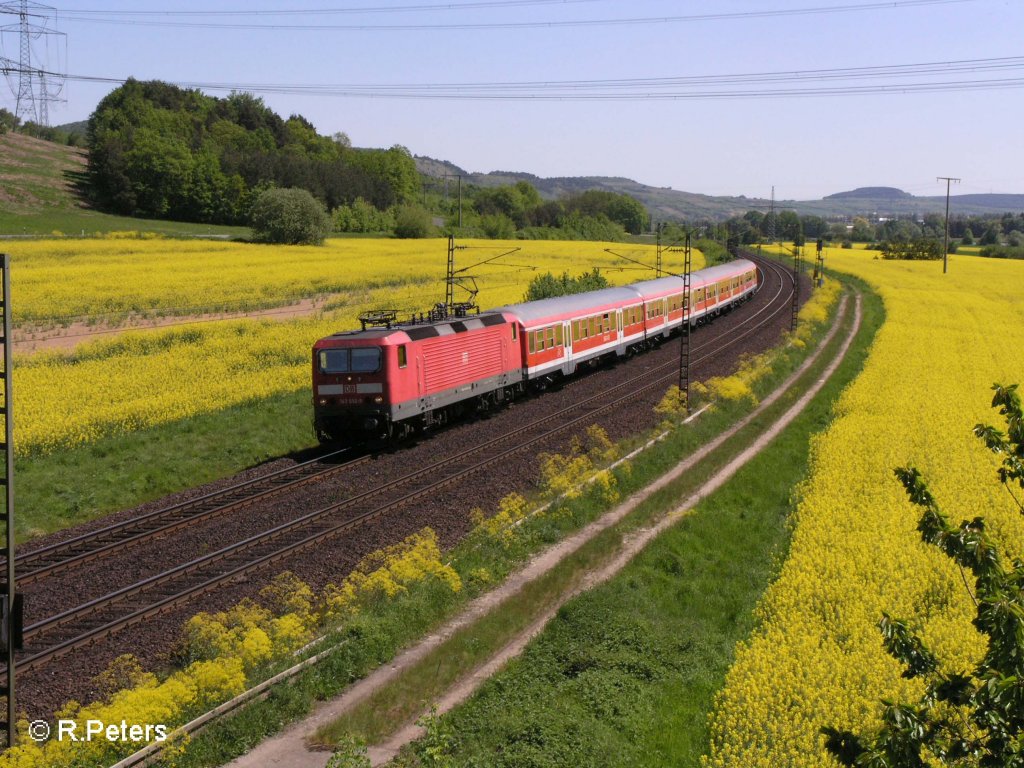 143 052-9 zieht bei Harbach eine RB nach Jossa. 10.05.08