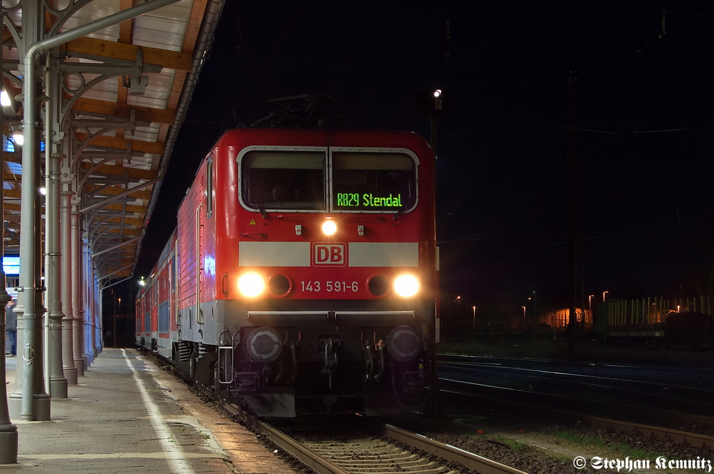 143 591-6 mit der RB29 (RB 27576) von Stendal nach Salzwedel in Stendal. 06.01.2012