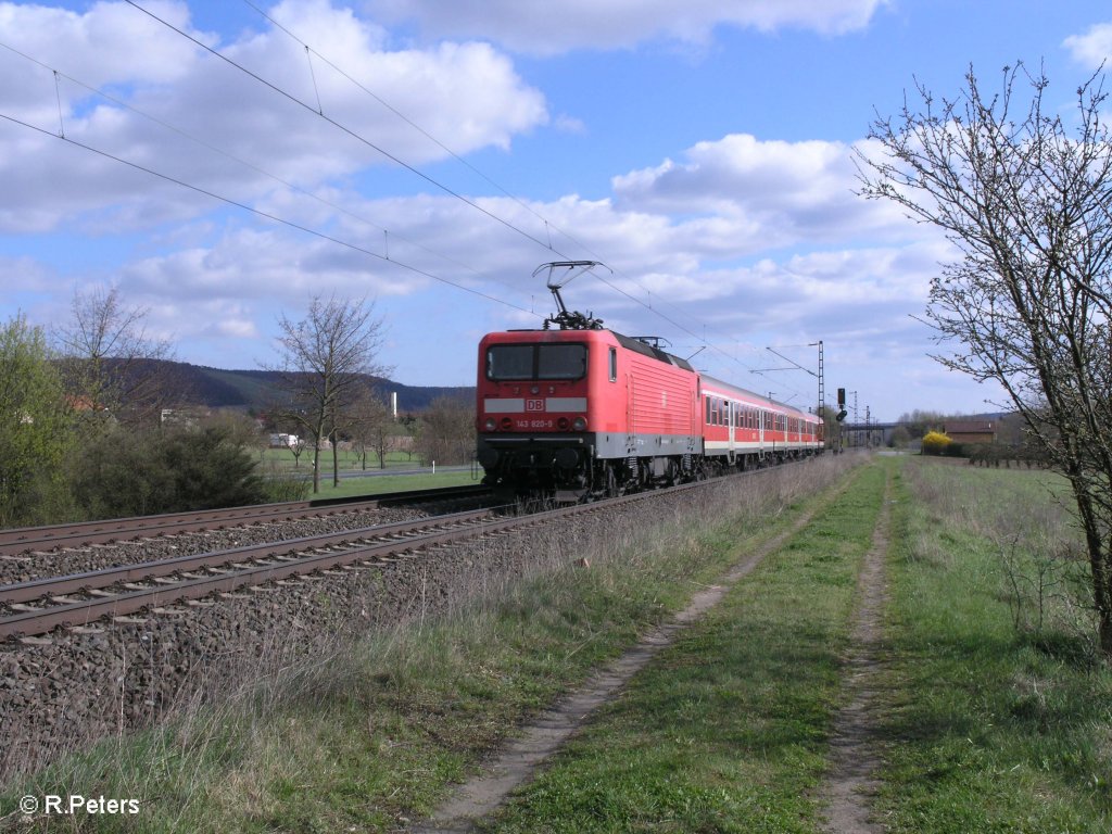 143 820-9 schiebt bei Thngersheim eine RB. 10.04.10