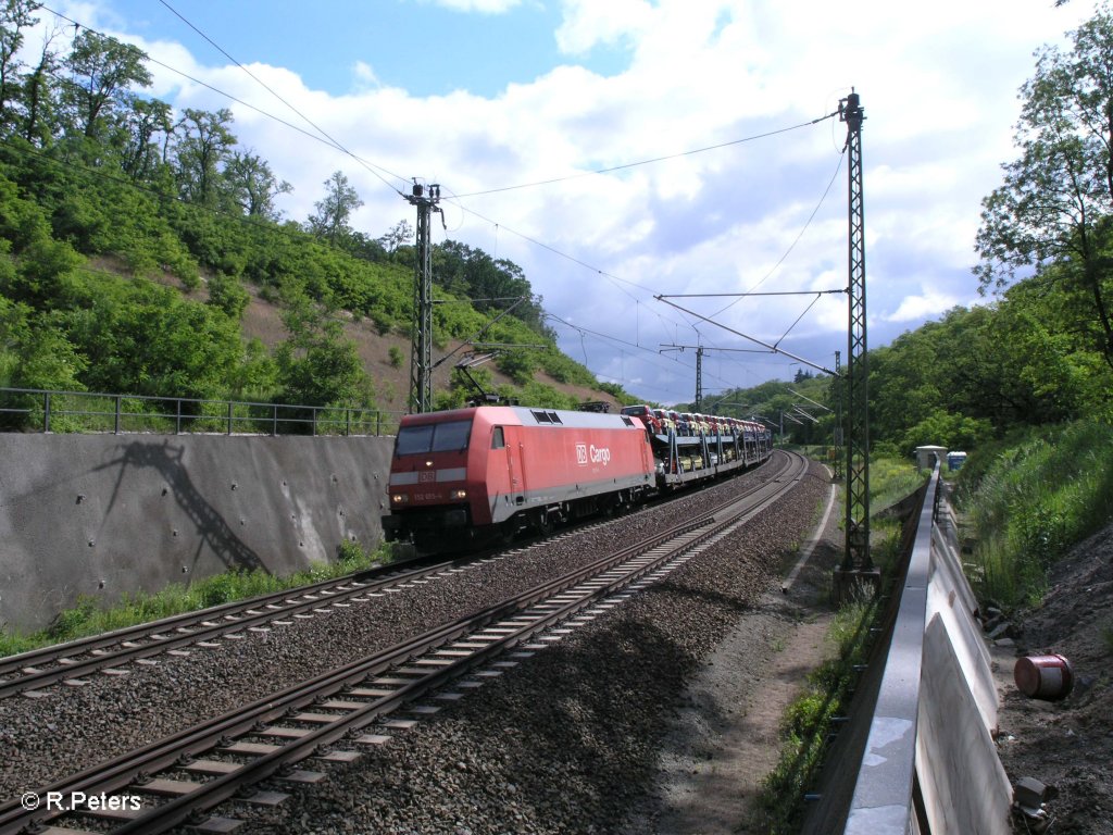 152 015-4 zieht ein Autozug nach Berlin bei Frankfurt/Oder-Rosengarten. 05.06.09