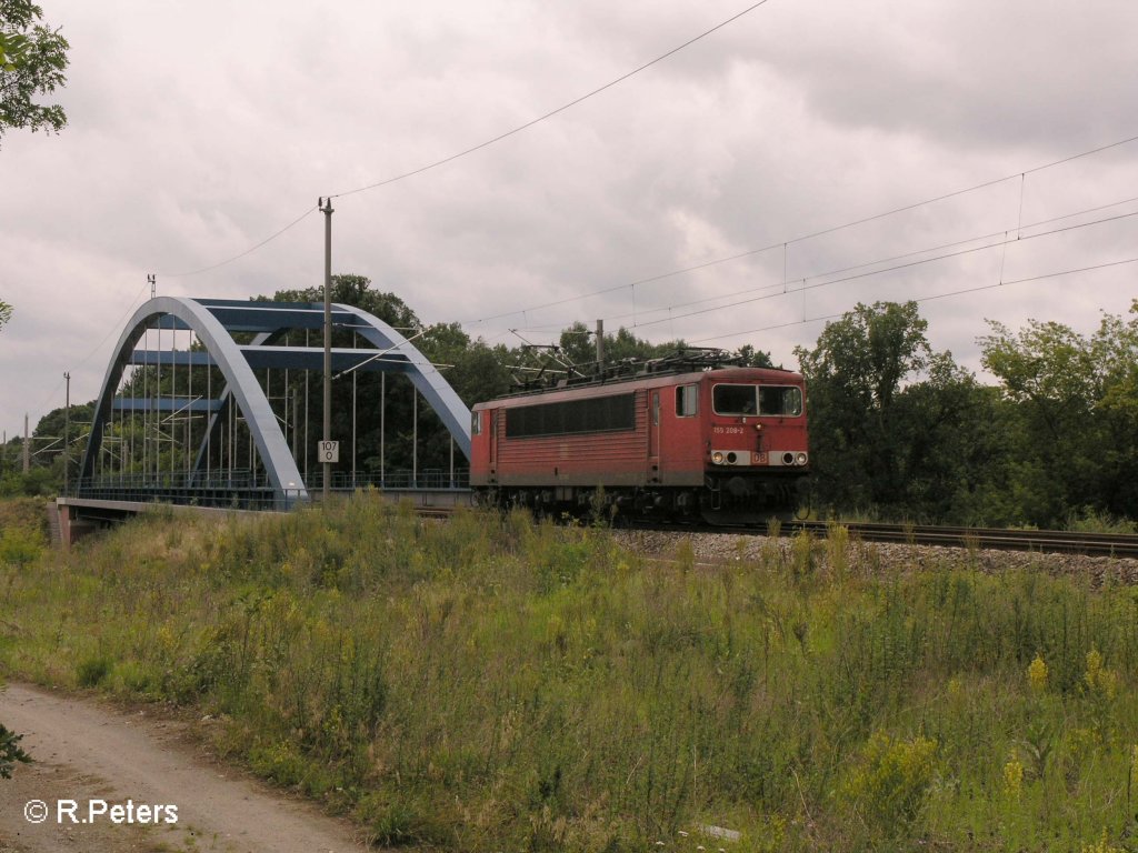 155 208-2 fhrt langsam in Eisenhttenstadt ein. 12.07.08