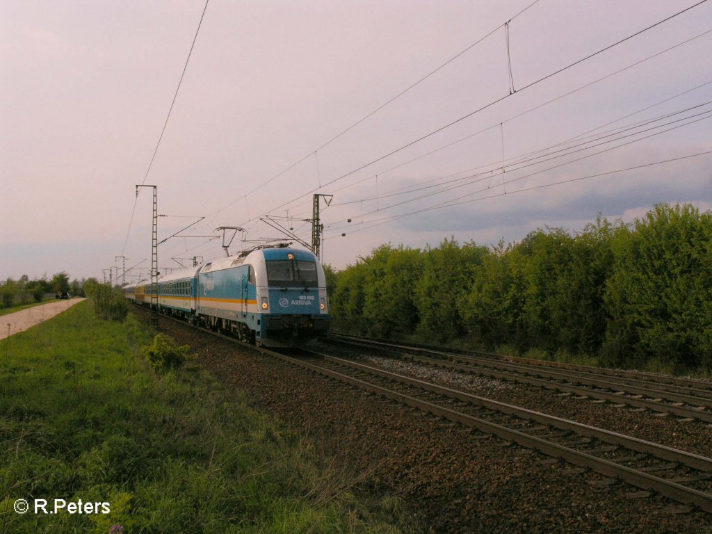 183 002 zieht bei Obertraubling ein Alex nach Mnchen. 03.05.08