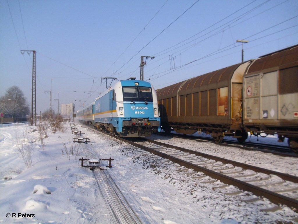 183 003 mit ALX84111 nach Mnchen bei Regensburg Ost. 30.12.10