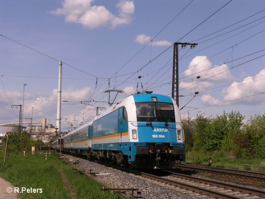 183 004 zieht ein Alex nach Mnchen bei Regensburg Ost. 03.05.08