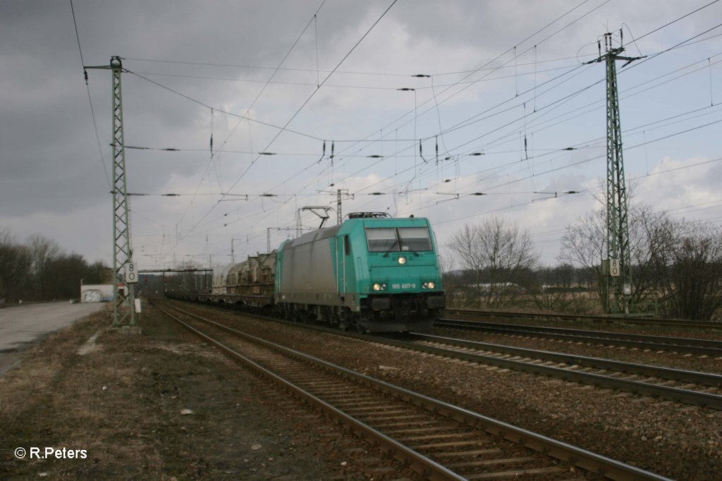 185 607-9 mit Flssigstahl in Saarmund. 11.03.11