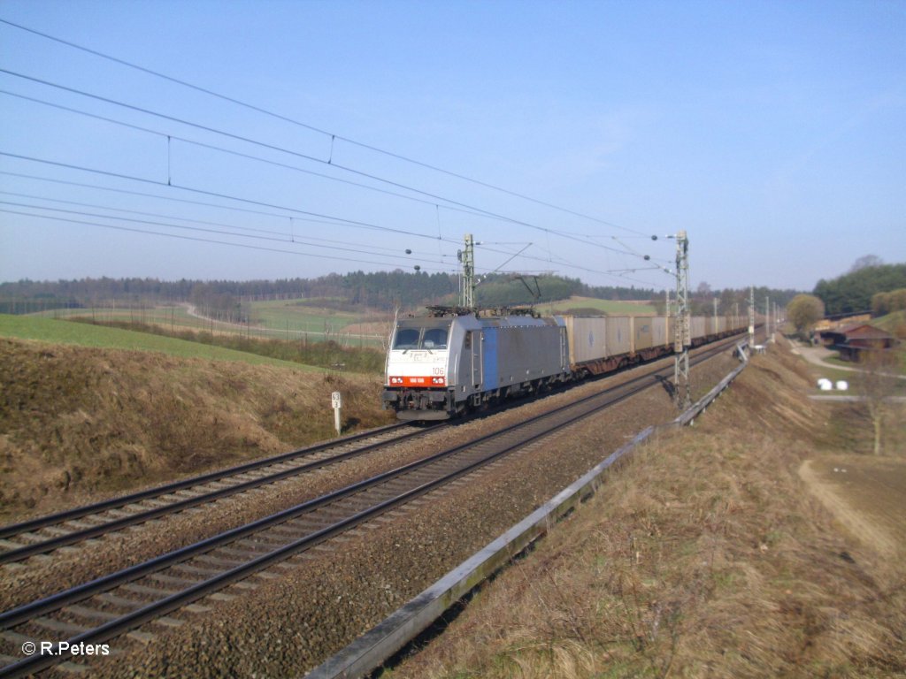 186 106 zieht bei Fahlenbach den EWALS nach Mnchen. 24.03.11

