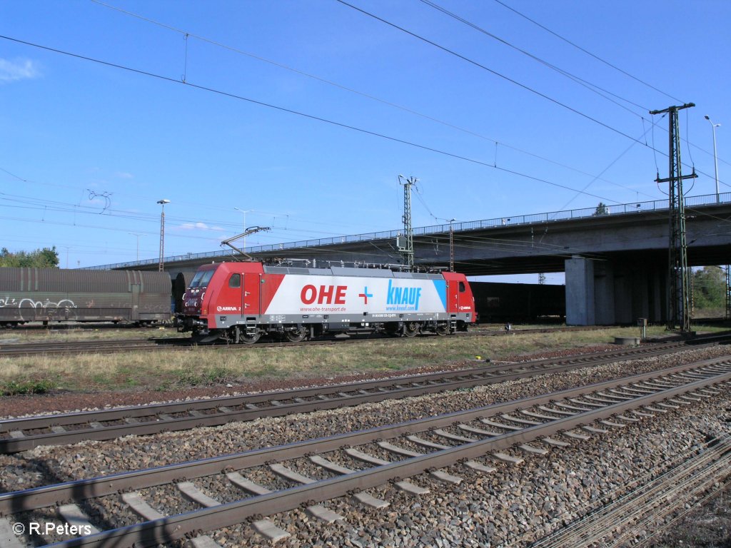 186 129-6 rollt wieder zurck zur Wagengruppe. 09.09.09