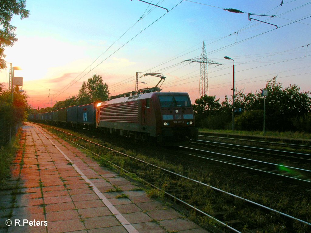 189 007-8 durchfhrt saarmund mit ein Containerzug. 17.08.08